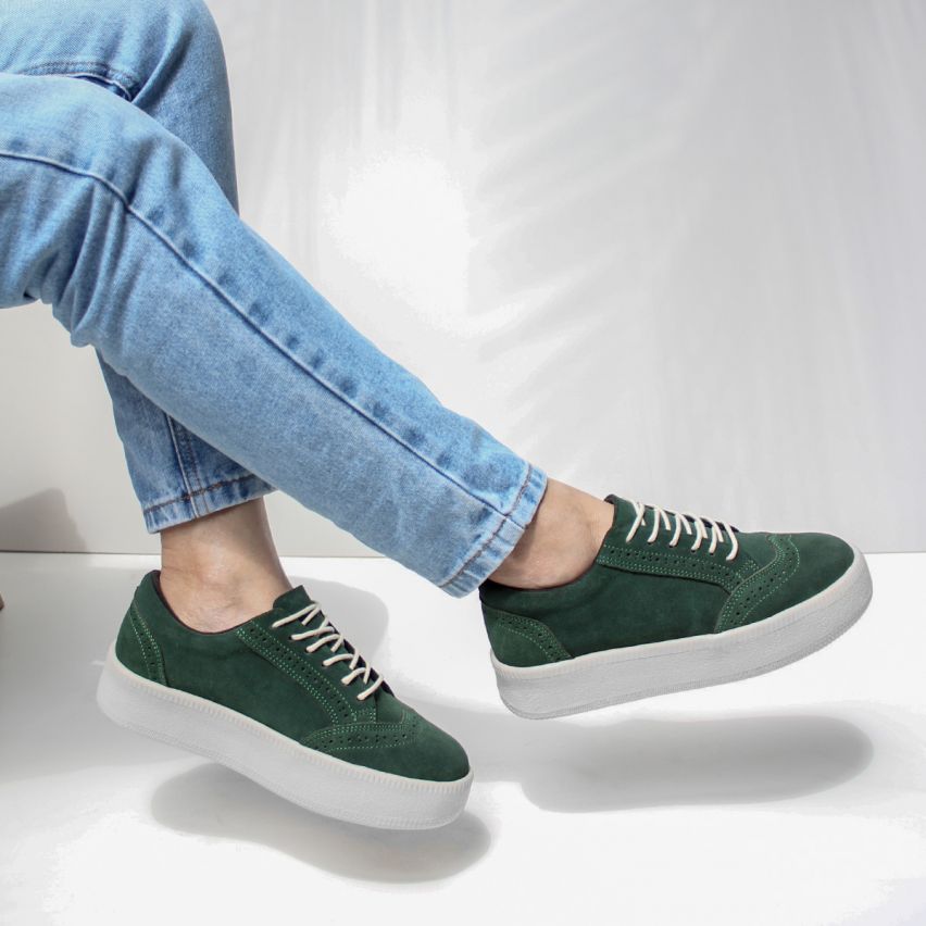 Zapatilla Cuero 1125 Verde - Stock