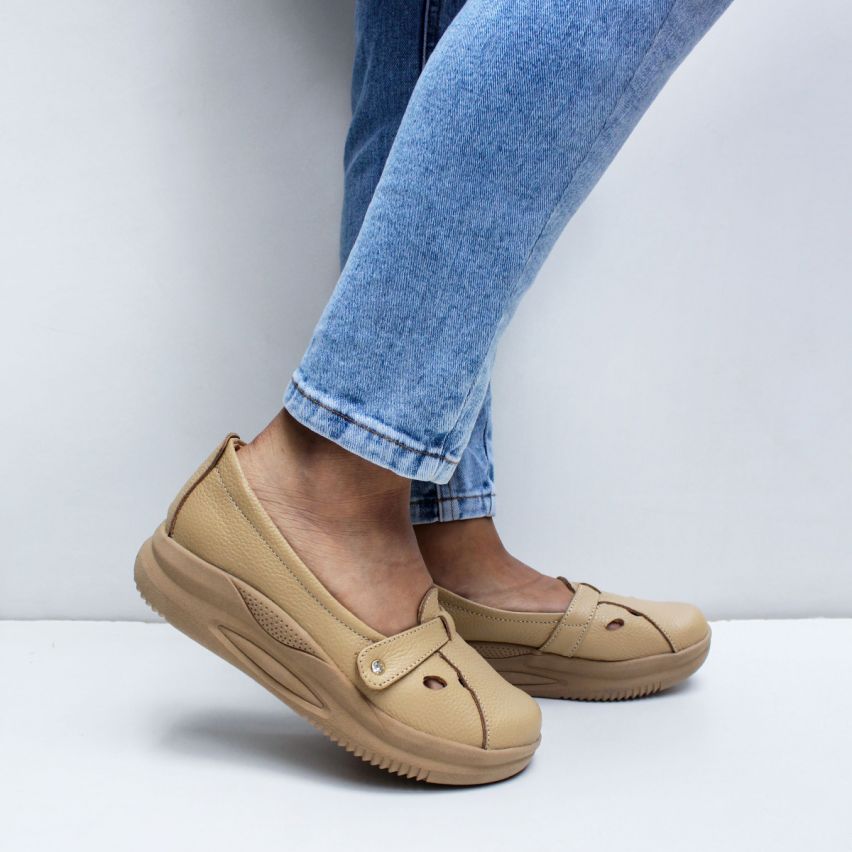 Zapato Puro Cuero 1002 Natural - Stock