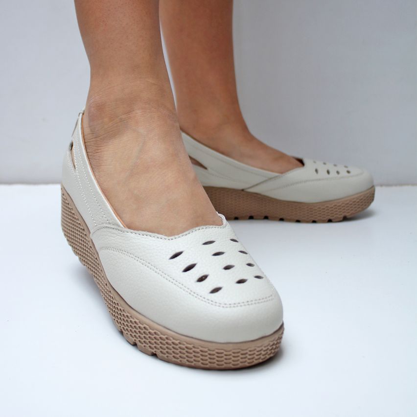 Mocasin Puro Cuero 1010 Hueso - Stock
