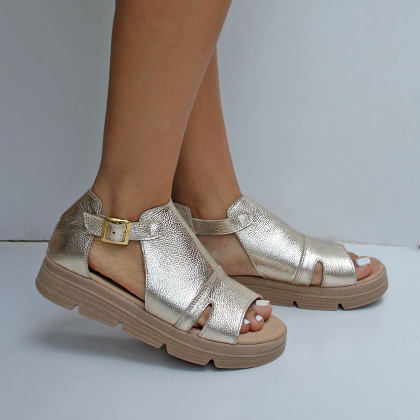 sandalia Puro Cuero 1035 Dorado  - Stock