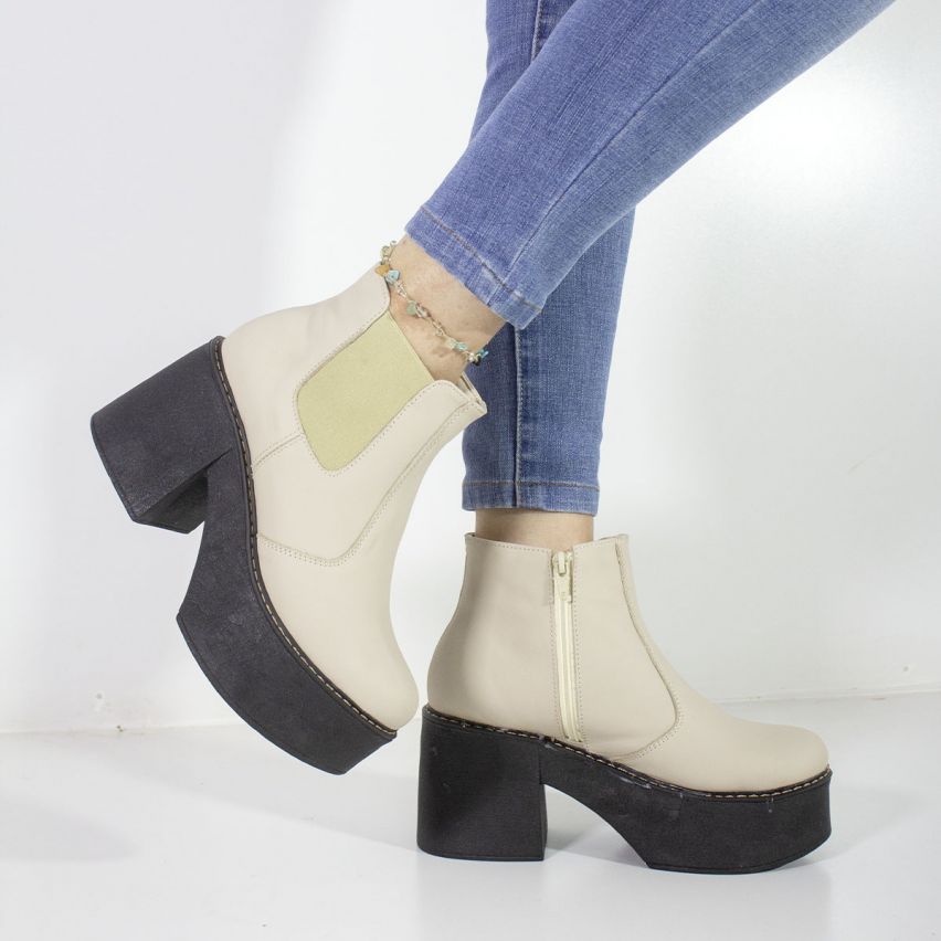 Botin Puro Cuero 1040 Hueso- Stock