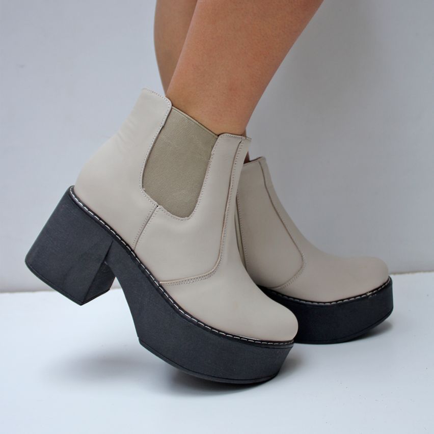 Botin Cuero 1040  Hueso  - Stock