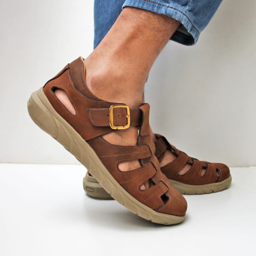 sandalia Puro Cuero 1045 Marron - Stock