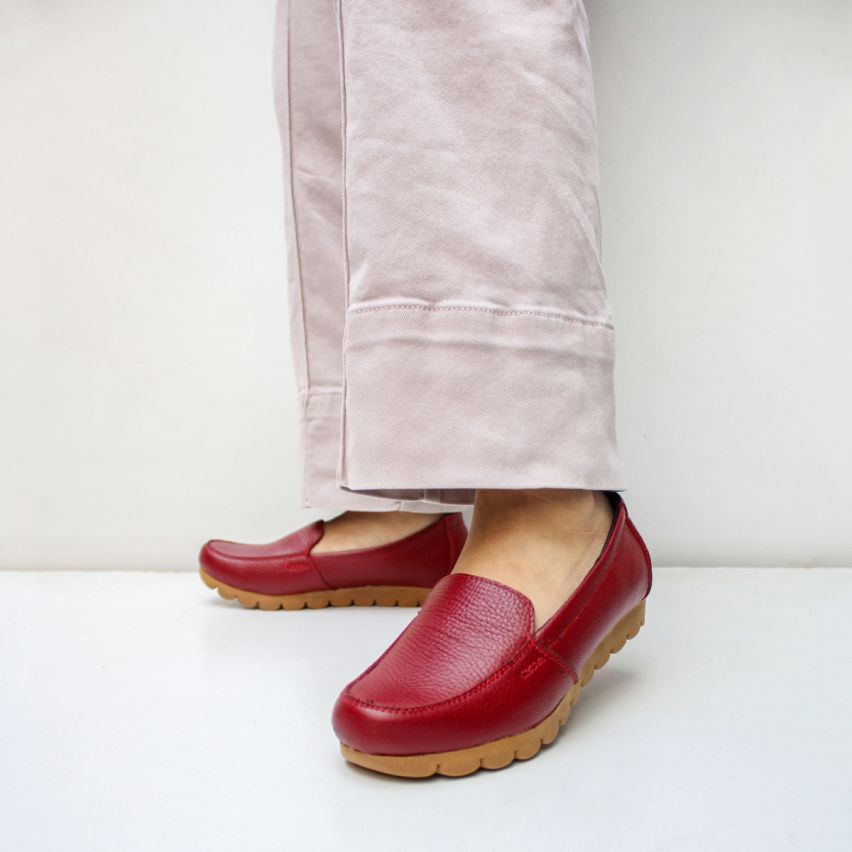 Mocasín Puro Cuero 1065 Fl Vino - Stock 