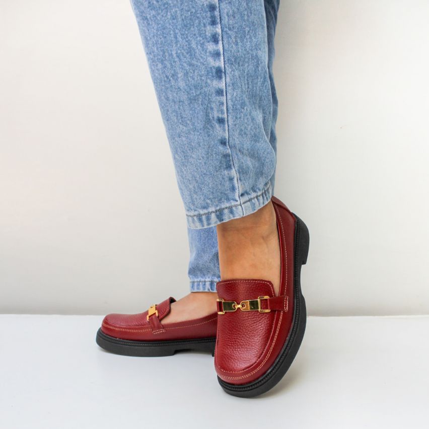 Zapato Puro Cuero 1065 Pvc Vino - Stock