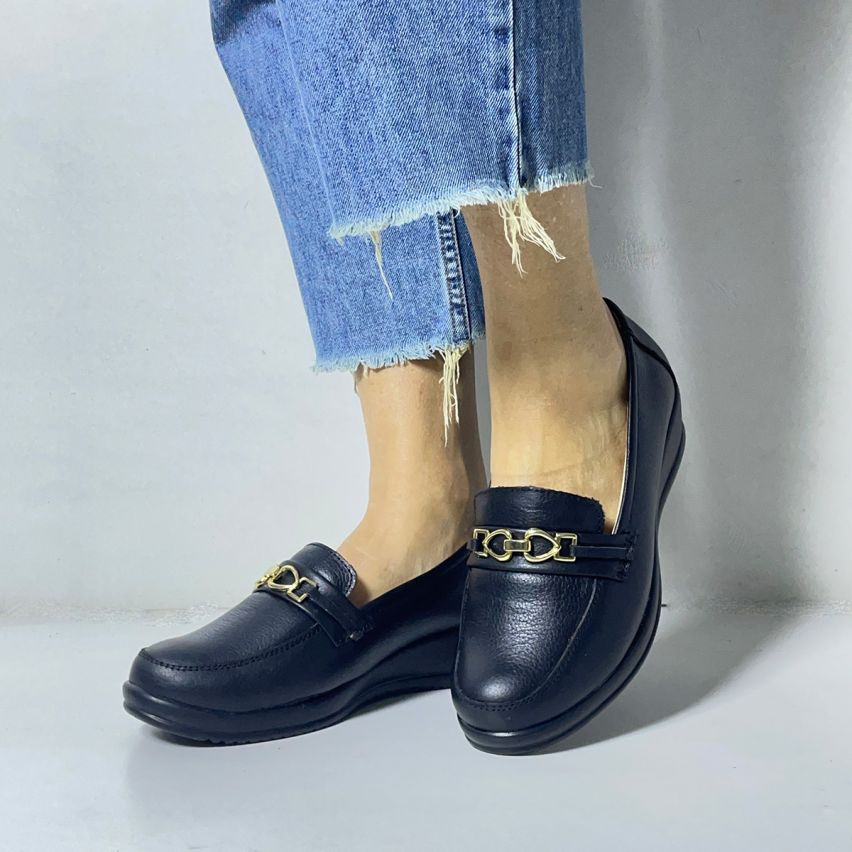 Mocasín Puro Cuero 1065 Fl Negro - Stock