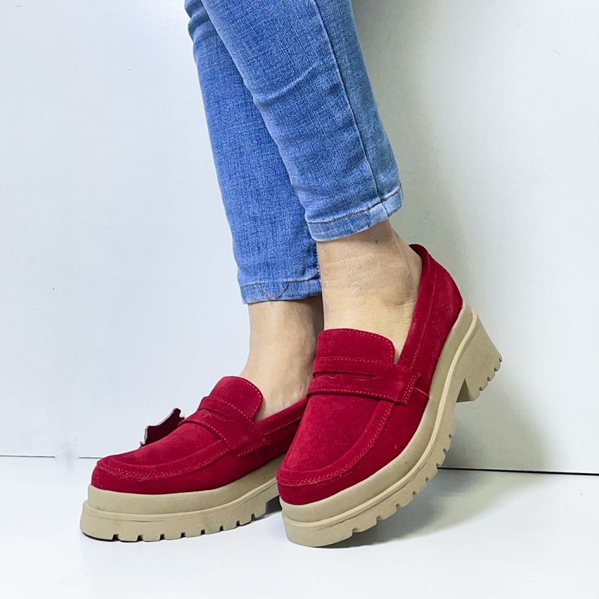 Mocasín Puro Cuero 1067G  Rojo - Stock