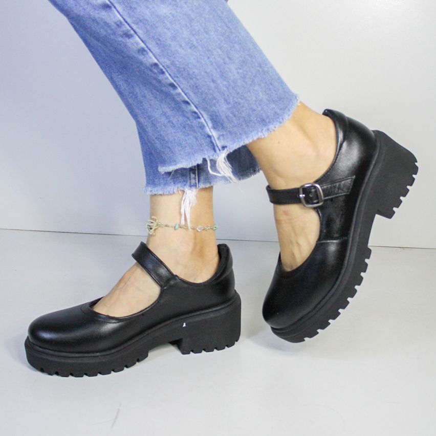 Zapato  Puro Cuero 1078 Negro C  - Stock