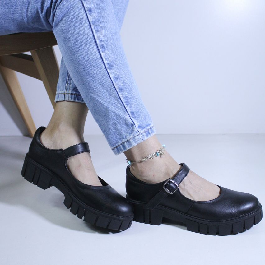 Zapato  Puro Cuero 1078 Negro B - Stock