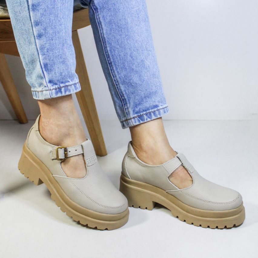 Zapato Puro  Cuero 1108 Hueso - Stock