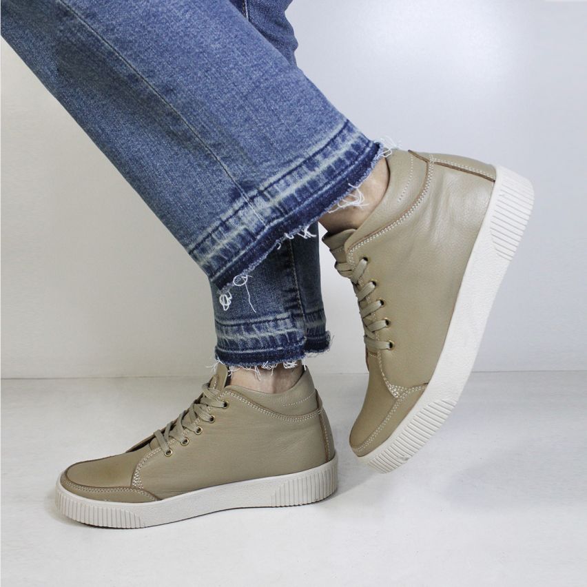 Zapatillas Puro Cuero 1113 Olivo - Stock