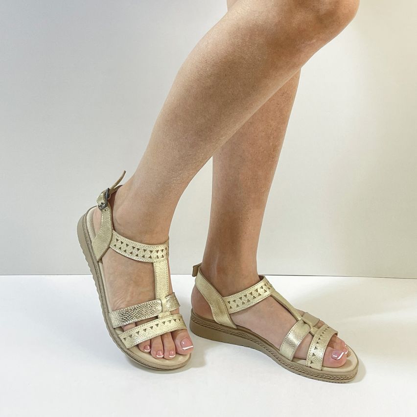 sandalia Puro Cuero 1124 Dorado - Stock