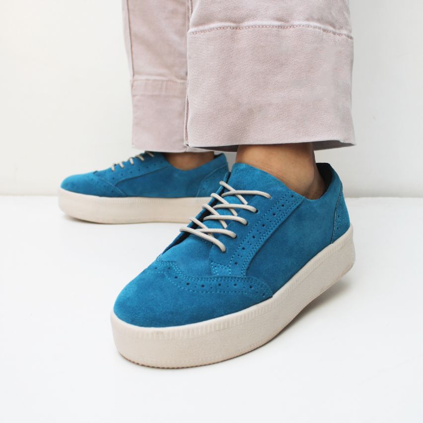 Zapatilla Cuero 1125  Turquesa - Stock