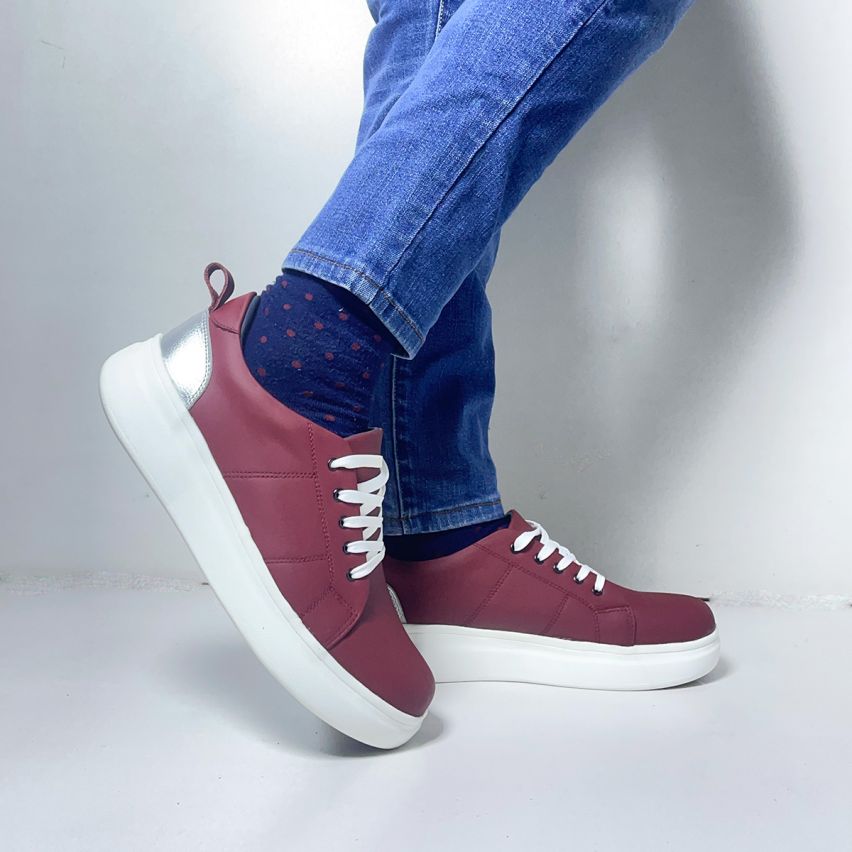 Zapatilla Cuero Caballero 1139V Vino - Stock