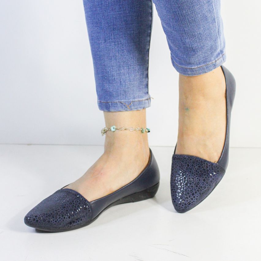 Balerina Cuero 337  Azul - Stock