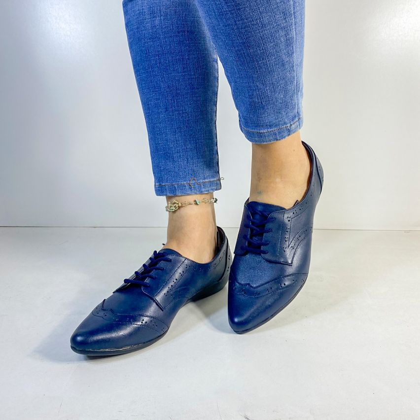 Zapato  Cuero 344 Azul  - Stock
