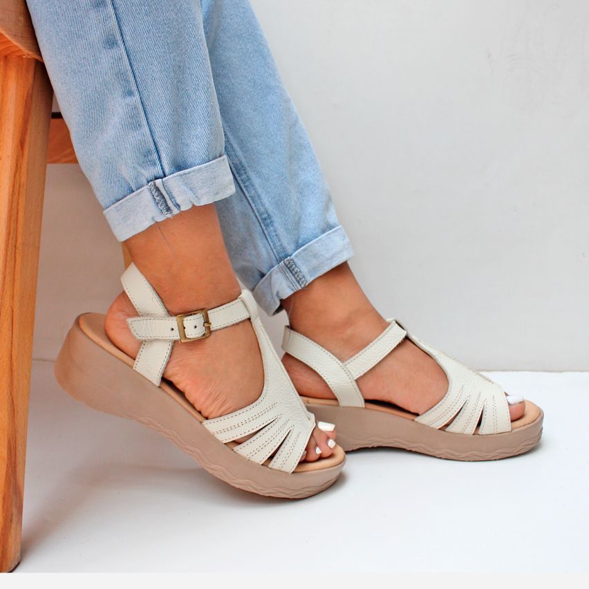 sandalia Puro Cuero 366 Hueso - Stock