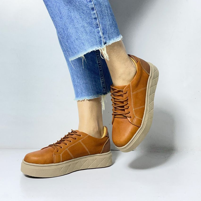 Zapatilla Cuero 1139 Caramelo - Stock