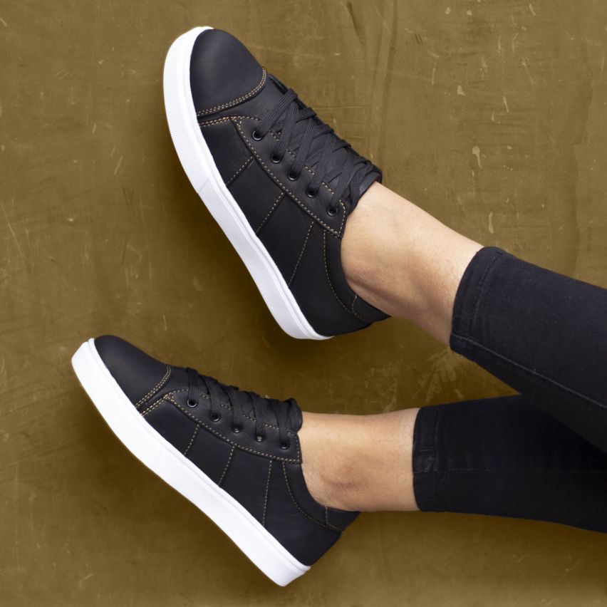 Zapatilla Puro  Cuero 442 Negro A - Stock