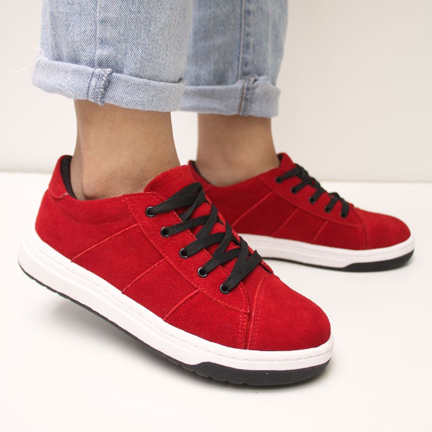 Zapatilla Cuero 442 Rojo Gamuza - Stock