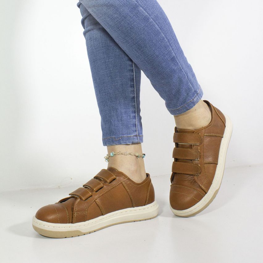 Zapatilla Puro Cuero 443 Caramelo - Stock