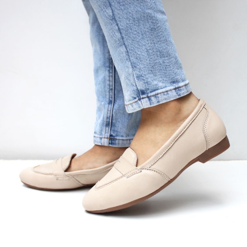 Mocasin Puro Cuero 631 Hueso - Stock