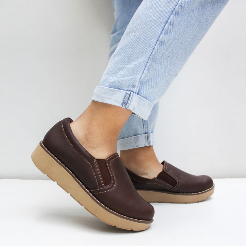 Zapato Puro Cuero 637 Marrón - Stock