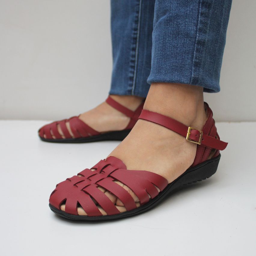 sandalia Puro Cuero 657 Vino - Stock