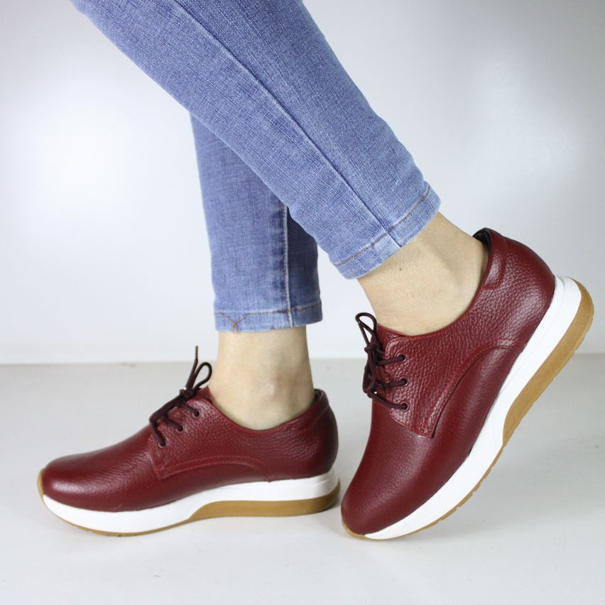 Zapato Puro  Cuero 759 Vino A - Stock