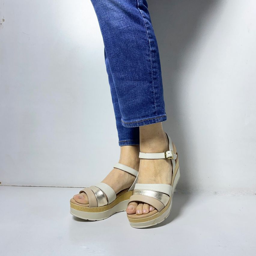 Sandalia Puro Cuero 766H Hueso - Stock