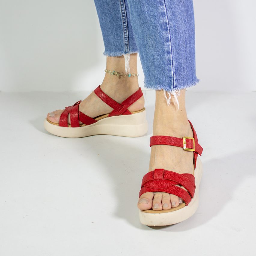sandalia Puro Cuero 770 Rojo - Stock