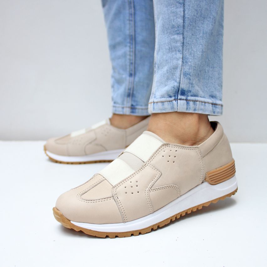 Zapatilla Cuero 832  Hueso - Stock
