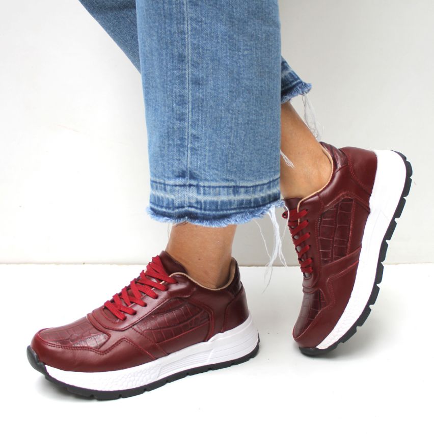 Zapatilla Cuero 842 VINO - Stock