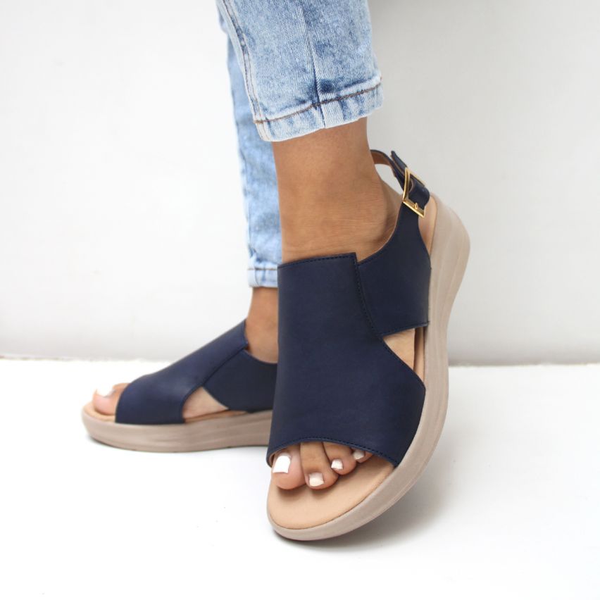 sandalia Puro Cuero 848 AZUL - Stock