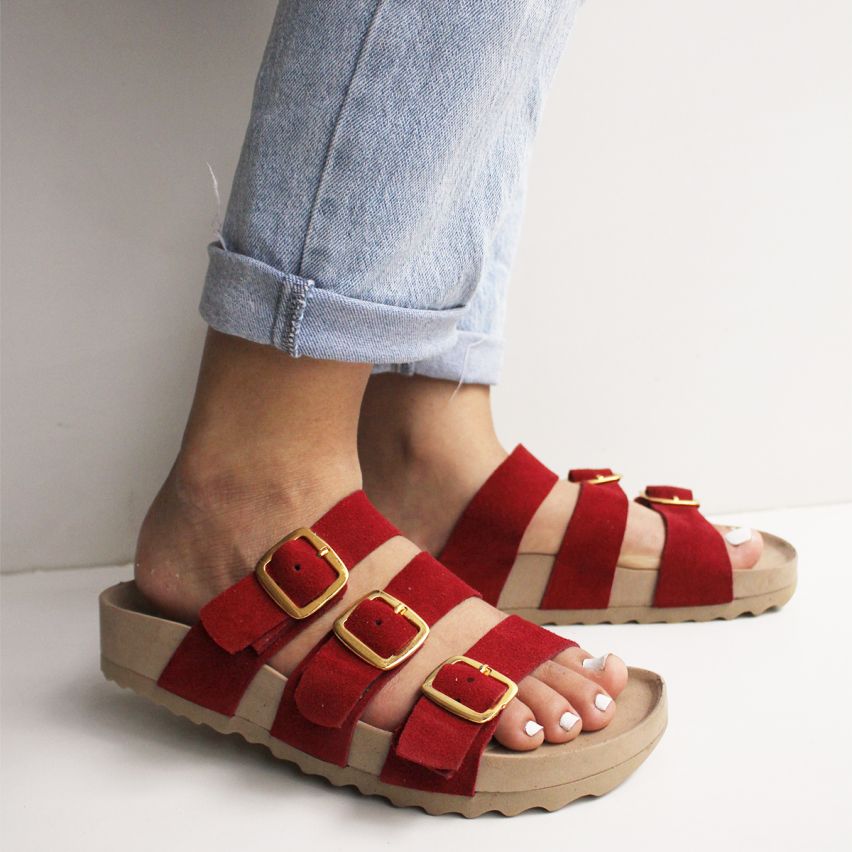 sandalia Puro Cuero 859 Vino - Stock