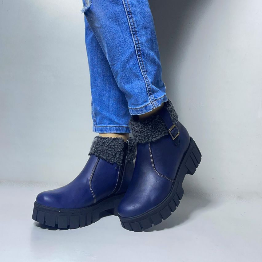Botín Puro Cuero 866 Azul - Stock