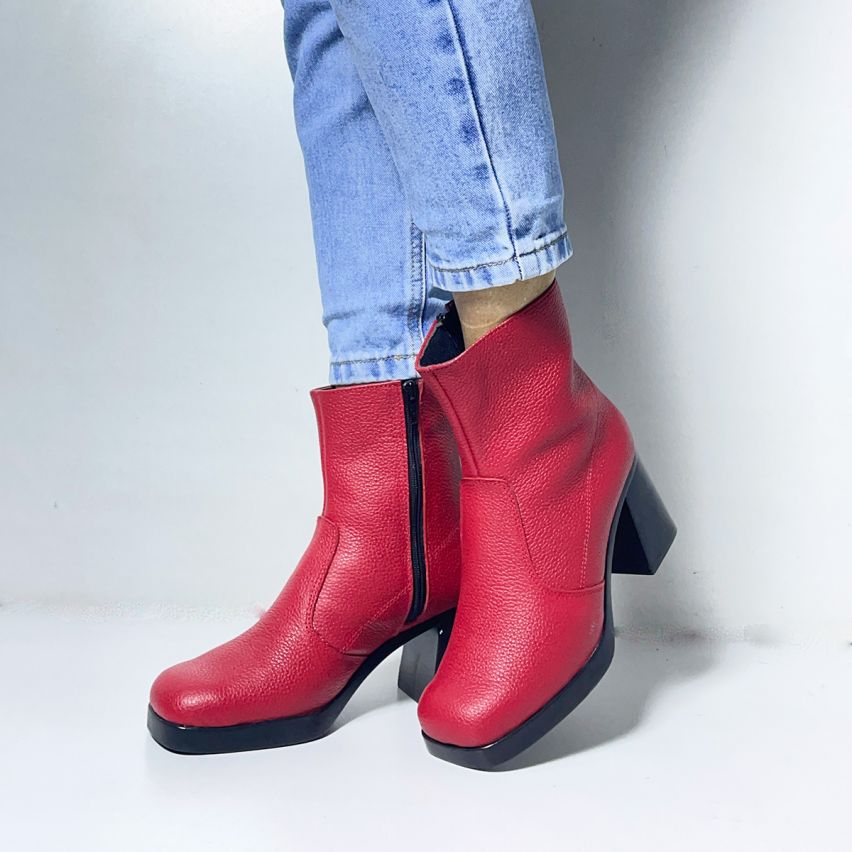 Botin Puro Cuero 1164 Rojo - Stock