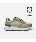 Zapatilla De Puro Cuero 1102beige 