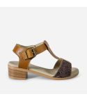 Sandalia Puro Cuero 1027 - Caramelo/Tex