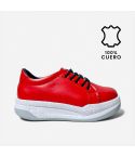Zapatilla Puro Cuero 656 Rojo PLA
