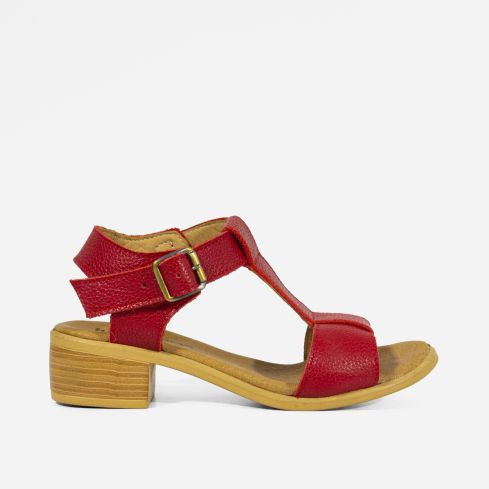 Sandalia Puro Cuero 1027 Rojo