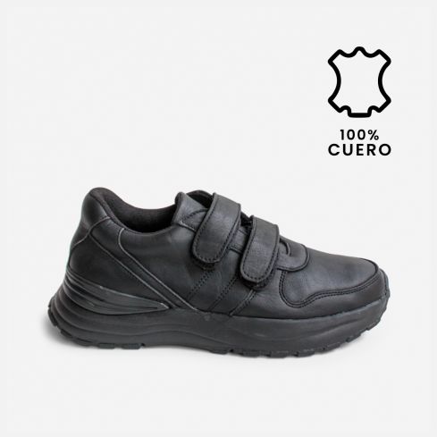 Zapatilla Escolar Puro Cuero 1057-NEG