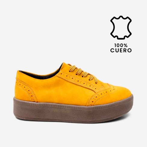 Zapatilla Puro Cuero 1125 Mostaza