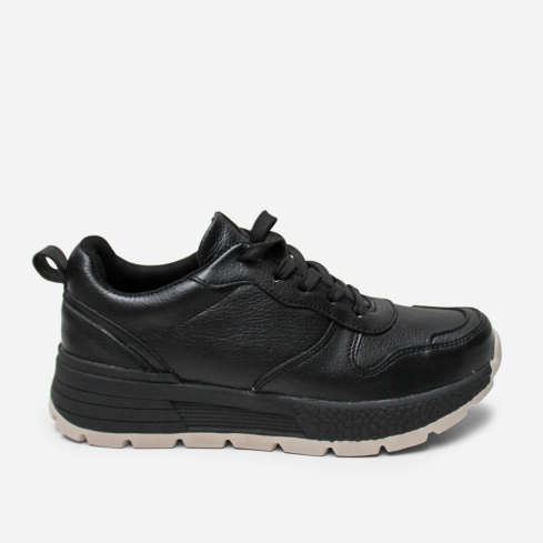 Zapatilla Escolar Puro Cuero 1102-NEG