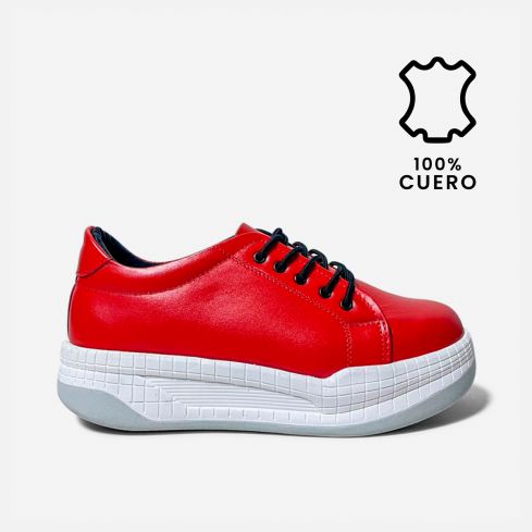 Zapatilla Puro Cuero 656 Rojo PLA
