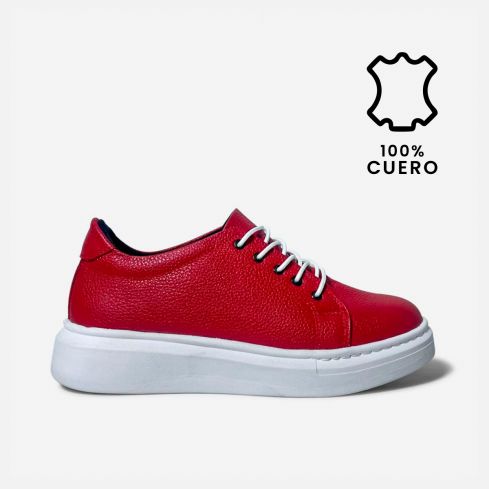 Zapatilla Puro Cuero 656 Rojo