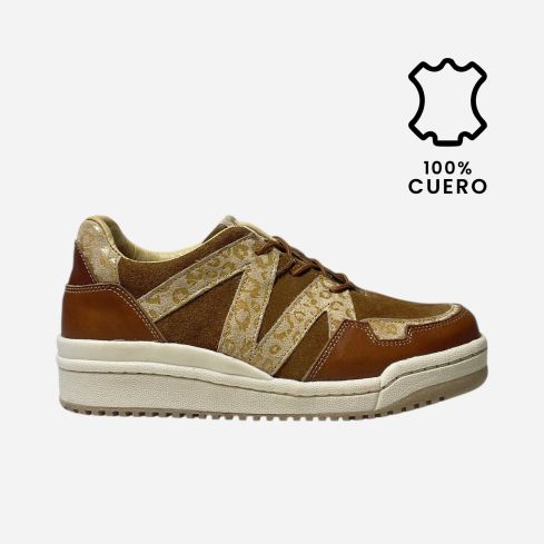 Zapatilla de Puro Cuero 800 Caramelo