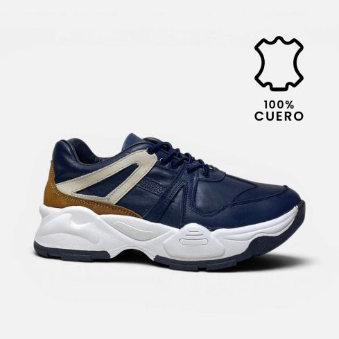 Zapatilla Puro Cuero 821 Azul