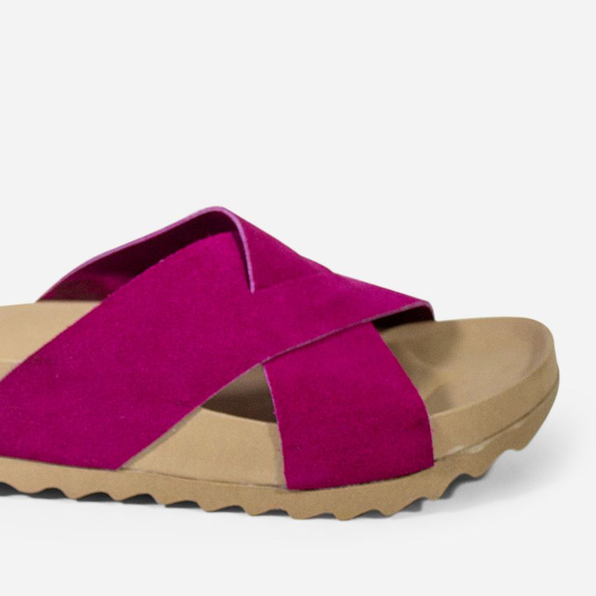 Sandalia Puro Cuero 1001 - Fucsia