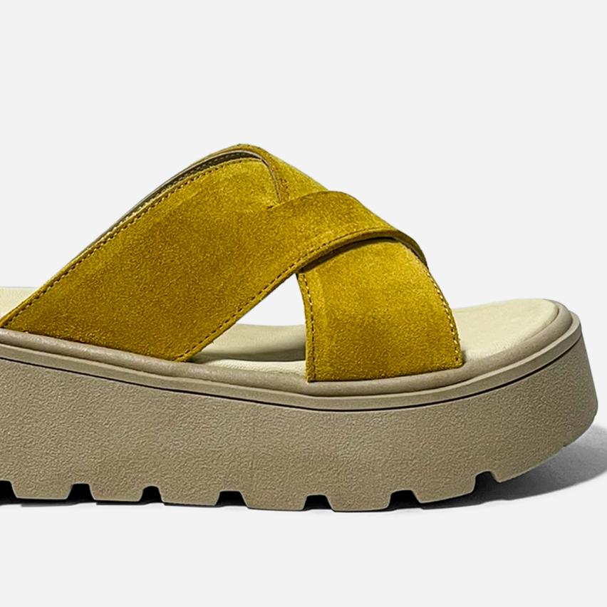 Sandalia Puro Cuero 1001 Mostaza